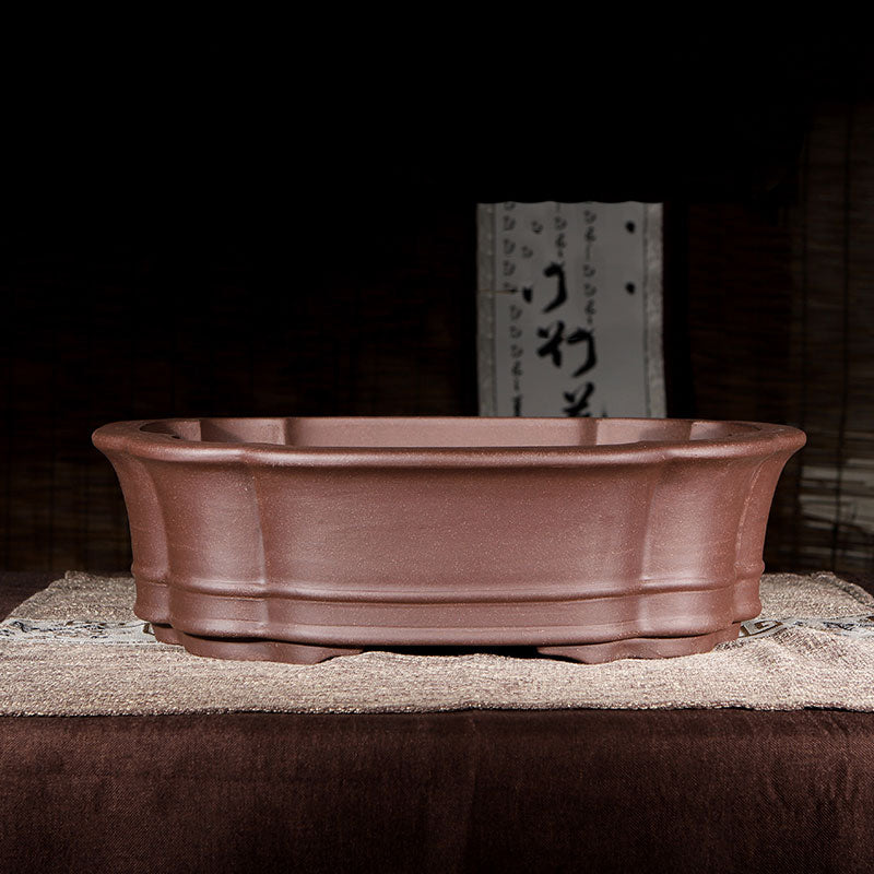 rectangular ceramic plant pots 17.3" (44cm) Large Rectangular Ceramic Bonsai Pot w Gently Scalloped Corners