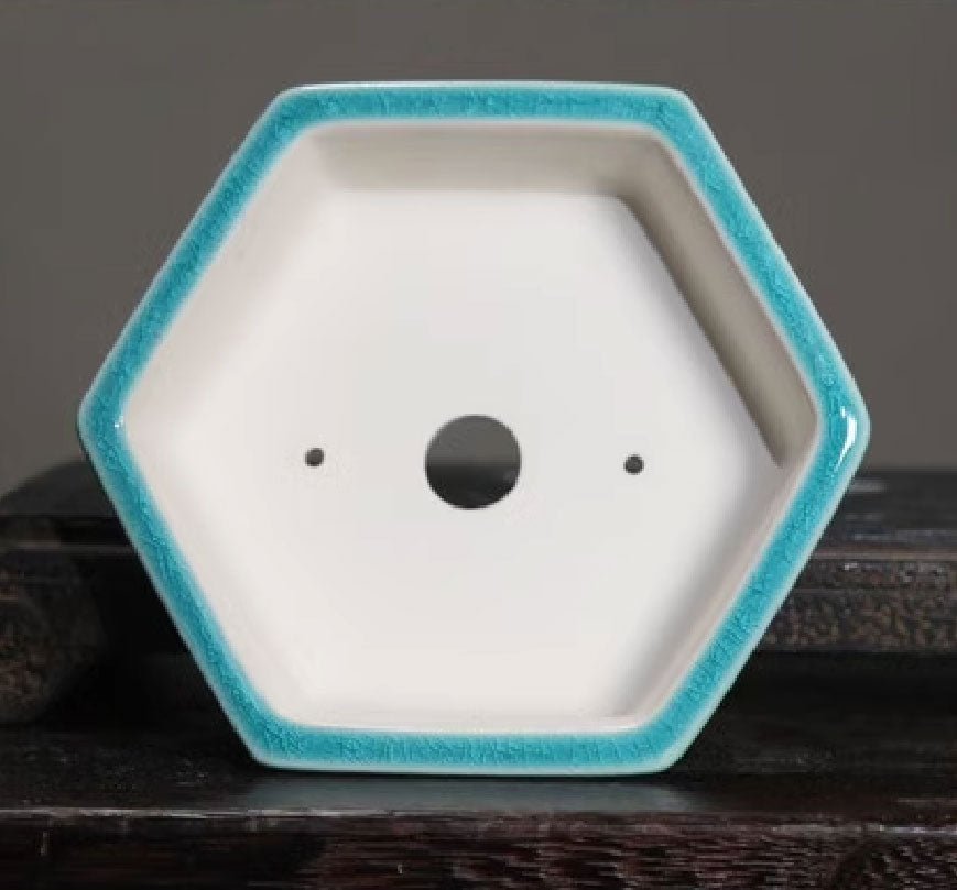 5.5" (14cm) Mini Hexagonal Glazed Handmade Bonsai Pots