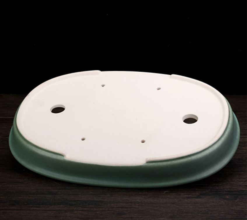 11.8" (30cm) Large Oval Handmade Shallow Glazed Bonsai Pots Bottom View