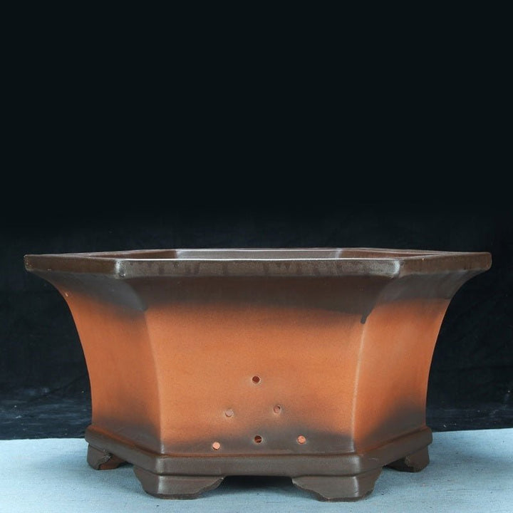 14.1" (36cm) Large 6.5" (16.5cm) Deep Hexagonal Flared Bonsai Pot