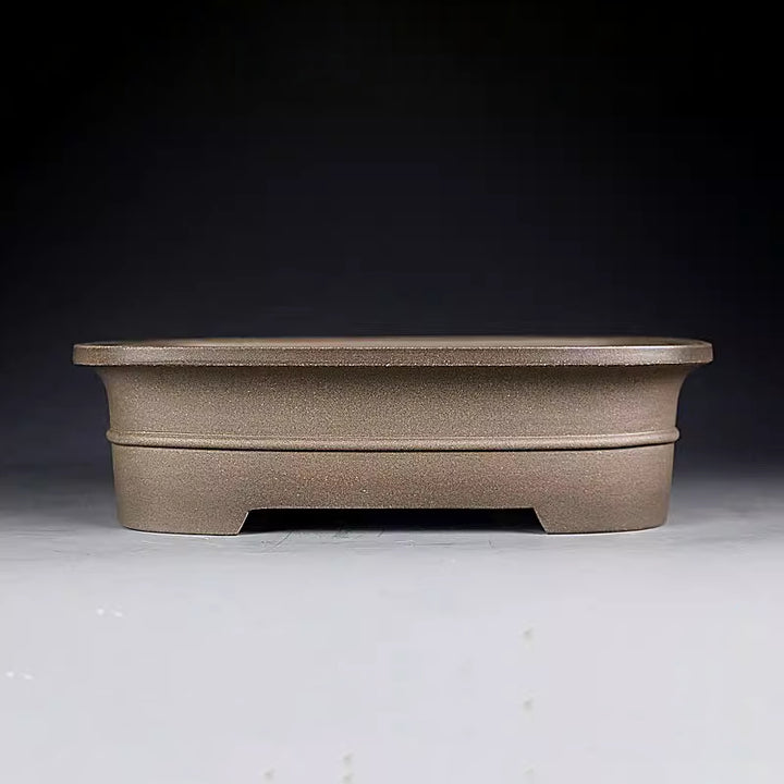 9" (23cm) Smooth Cornered Rectangular Unglazed Handmade Bonsai Pot Shallow