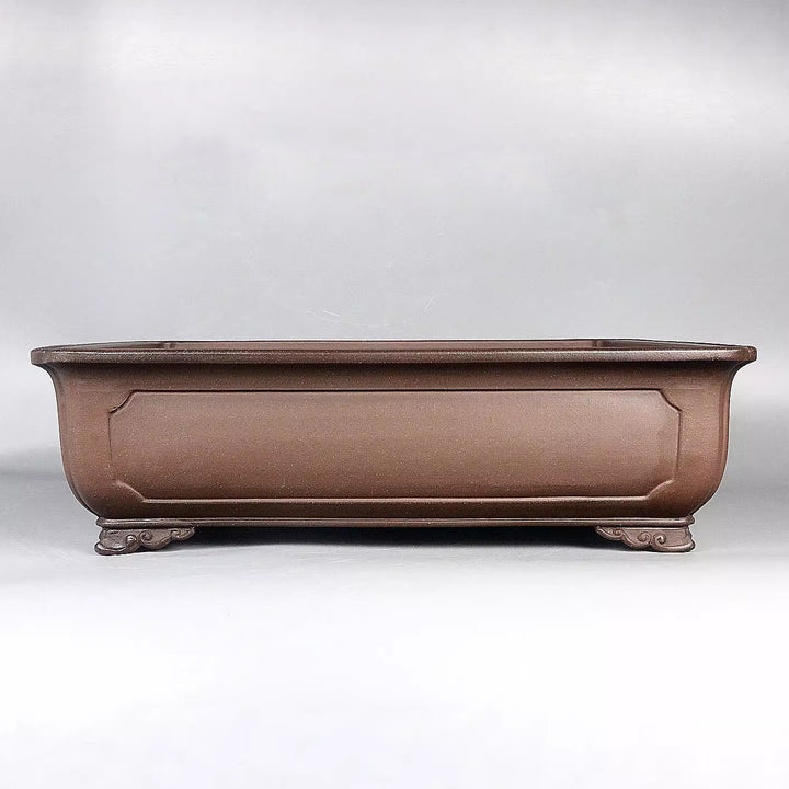 16.9" (43cm) Large Rectangular Handmade Traditional Bonsai Pot w Raised Cloud Feet