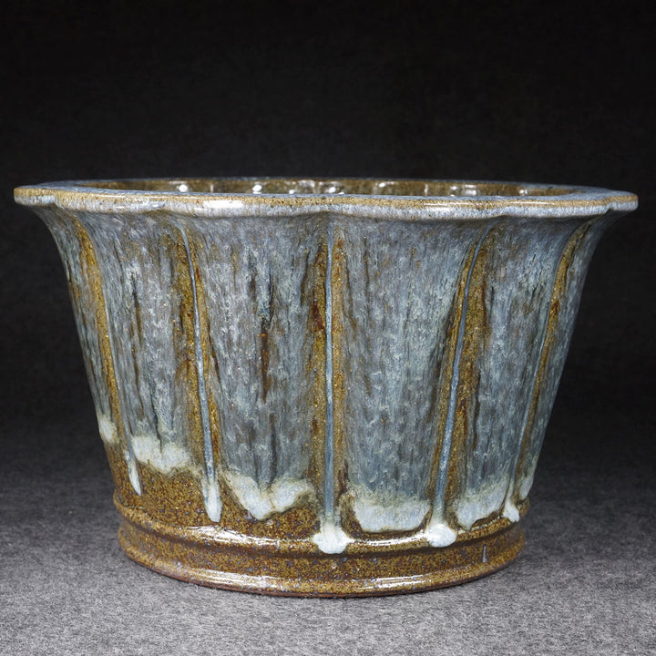 8.3" (21.2cm) Deep Round Yixing Jun Glaze Cascade/Semi Cascade Bonsai Pot