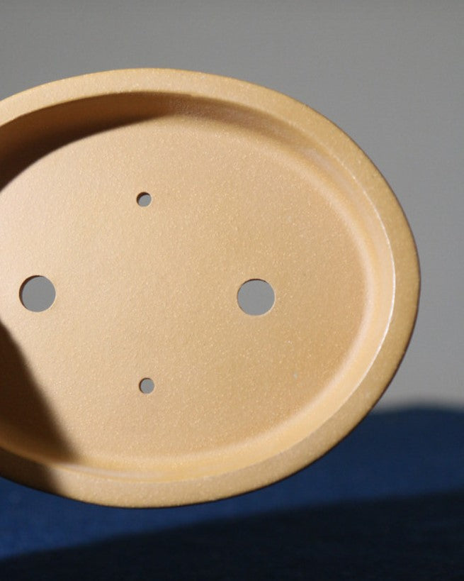 5.5" (14cm) Extra Small Oval Raised Feet Shallow Bonsai Pot w Engraved Designs