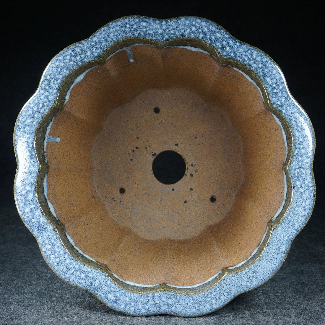 8.3" (21.2cm) Deep Round Yixing Jun Glaze Cascade/Semi Cascade Bonsai Pot