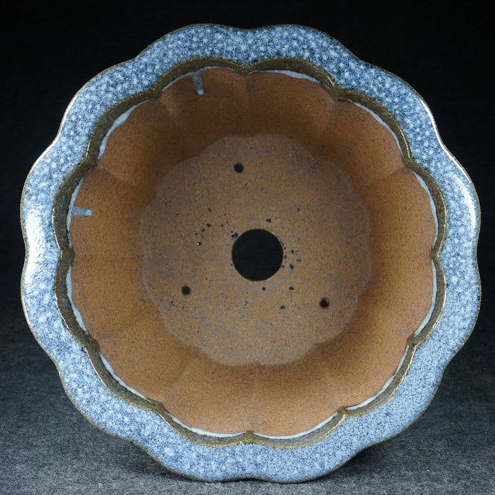 8.3" (21.2cm) Deep Round Yixing Jun Glaze Cascade/Semi Cascade Bonsai Pot