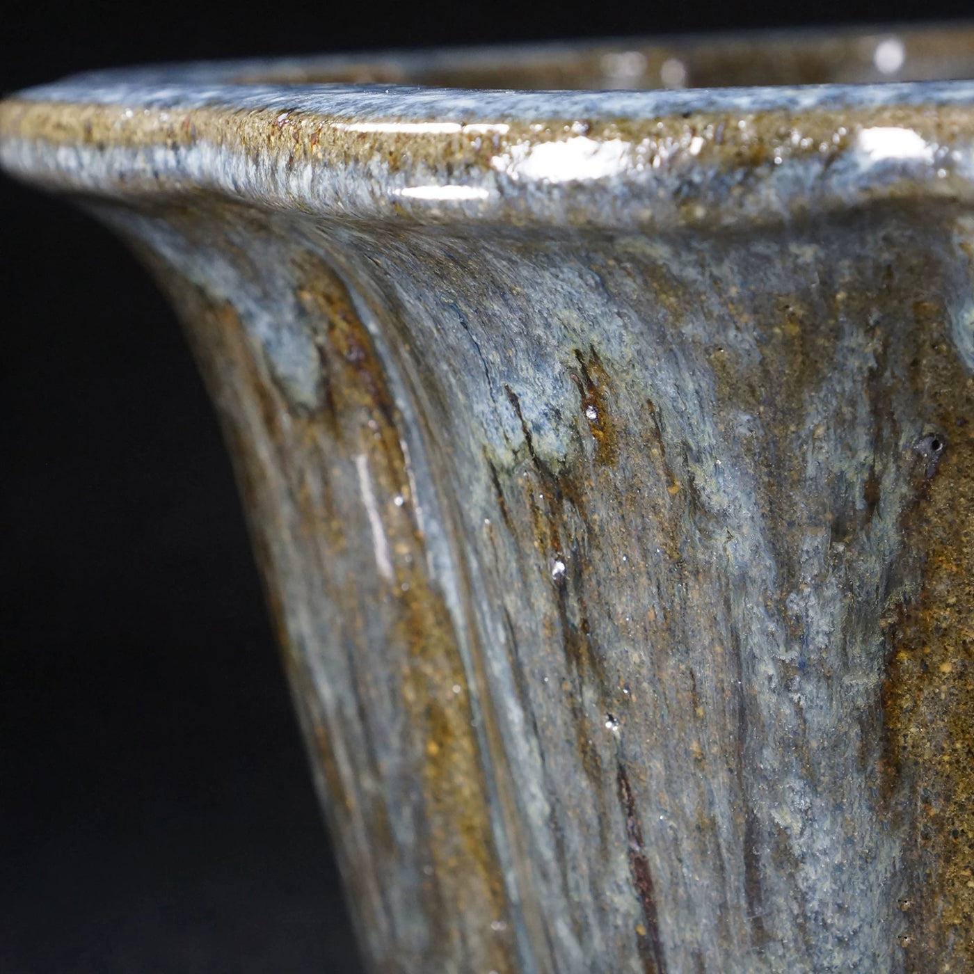 8.3" (21.2cm) Deep Round Yixing Jun Glaze Cascade/Semi Cascade Bonsai Pot