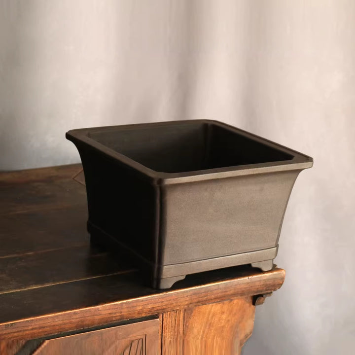 10.2 inch (26cm) Large 6.3 inch (16cm) Deep Square Premium Semi Cascade Bonsai Pot Corner View