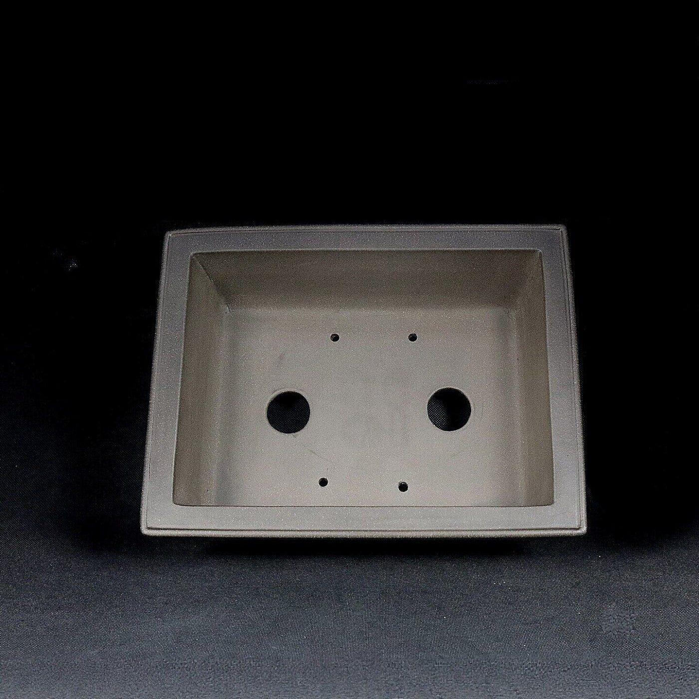 10.2 inch (26cm) Large Flared Rectangular Traditional Beige Unglazed Bonsai Pot with Cloud Feet Inner View