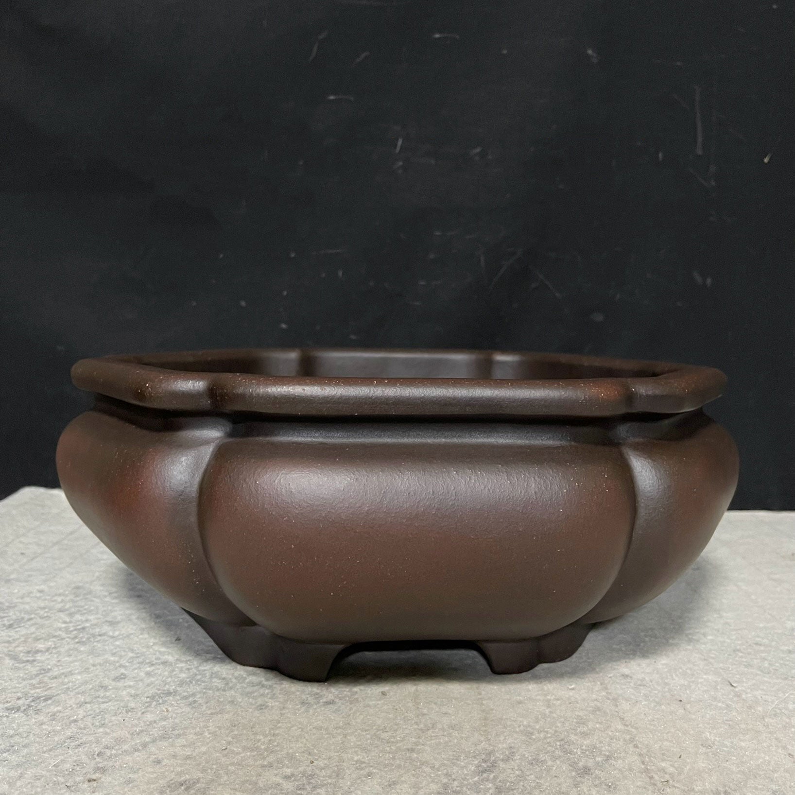 10.2 inch (26cm) Large Hexagonal Bonsai Pot w Soft Curved Petal-Like Walls