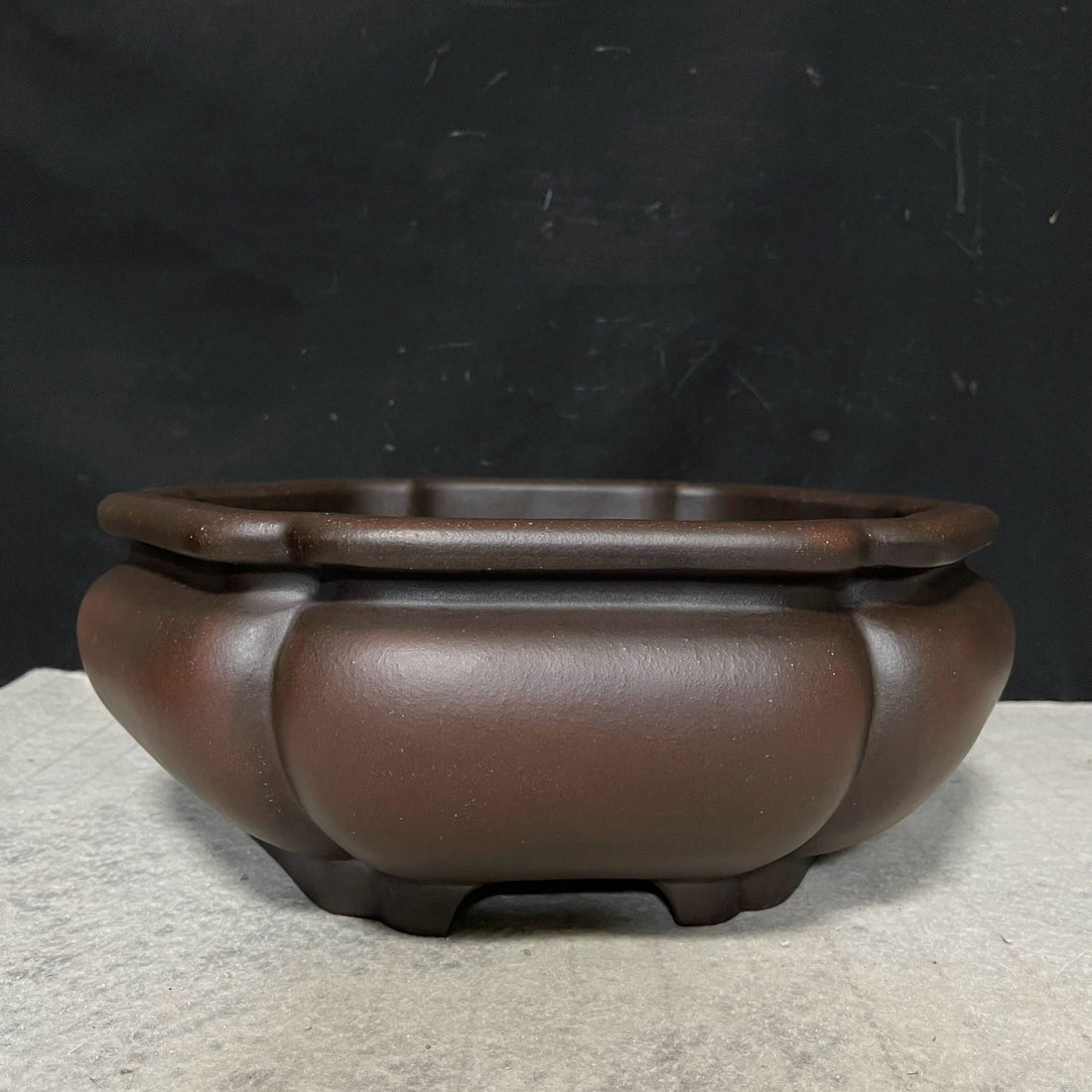 10.2 inch (26cm) Large Hexagonal Bonsai Pot w Soft Curved Petal-Like Walls