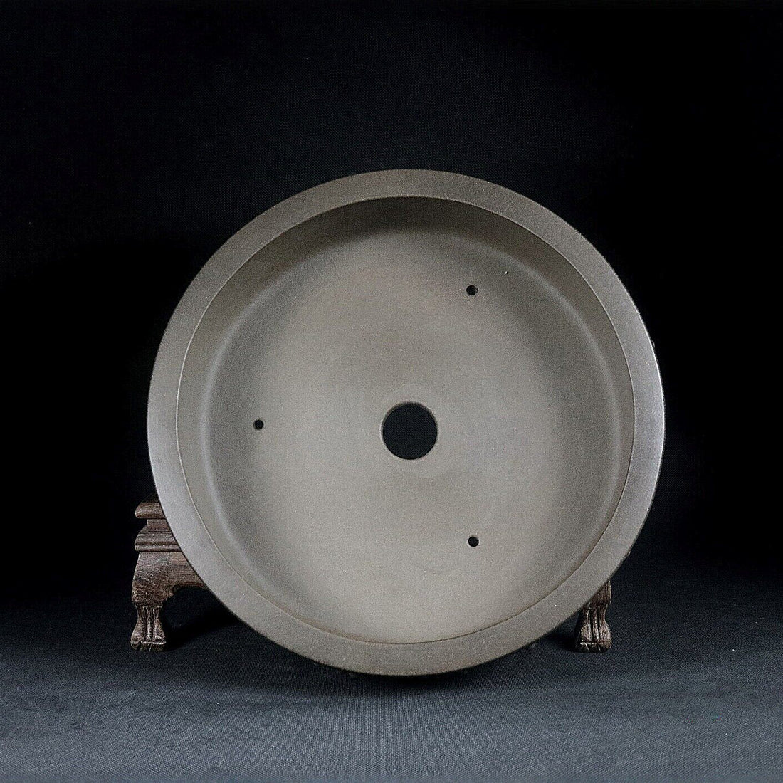 10.2 inch (26cm) Large Round Studded Unglazed Shallow Traditional Drum Bonsai Pot Inner View