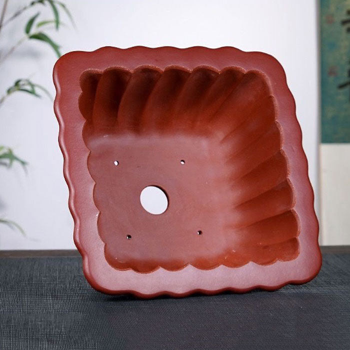 10.2 inch (26cm) Large Square Deep Bonsai Pots w Fluted Walls Inner View