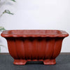 10.2 inch (26cm) Large Square Deep Bonsai Pots w Fluted Walls Orange Color