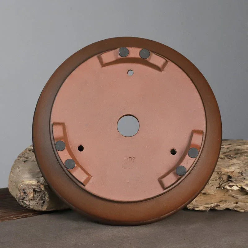 10.3" (26.2cm) Large Round Traditional Drum Bonsai Pot Bottom View