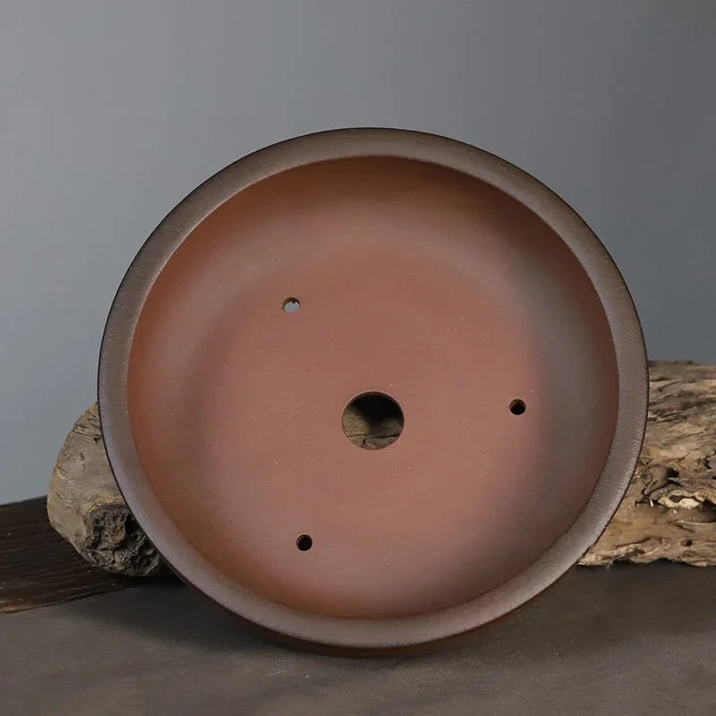 10.3" (26.2cm) Large Round Traditional Drum Bonsai Pot Inner View
