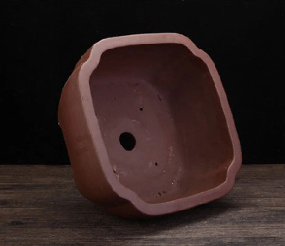 10.3" (26.2cm) Large Square Smooth-Cornered Bonsai Pot Inner View
