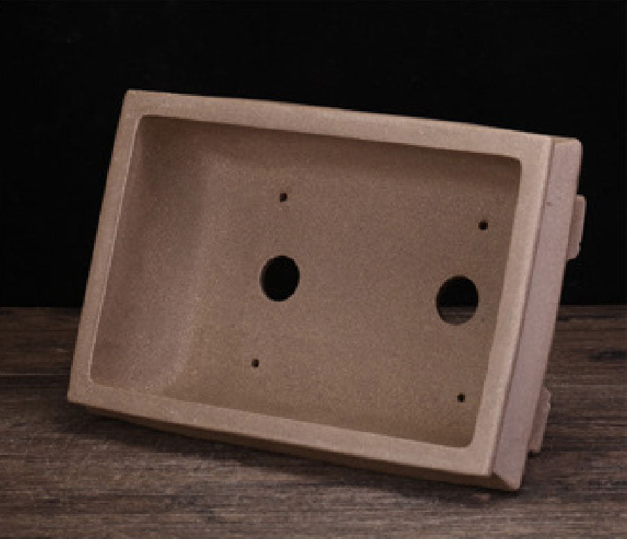 10.3" (26.3cm) Rectangular Handmade Modern-Edge Bonsai Pot Inner View