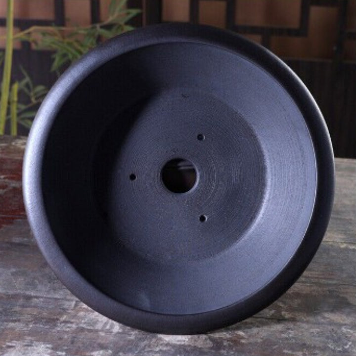 10.3 inch (26.3cm) Large Flared Round Gradient Finish Antique-Style Bonsai Pot w Ornate Feet Inside View