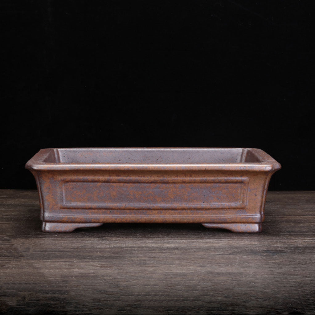 10.4" (26.5cm) Large Firewood Burning Yixing Clay Rectangle Bonsai Pot