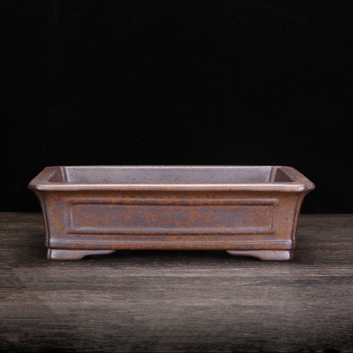 10.4" (26.5cm) Large Firewood Burning Yixing Clay Rectangle Bonsai Pot