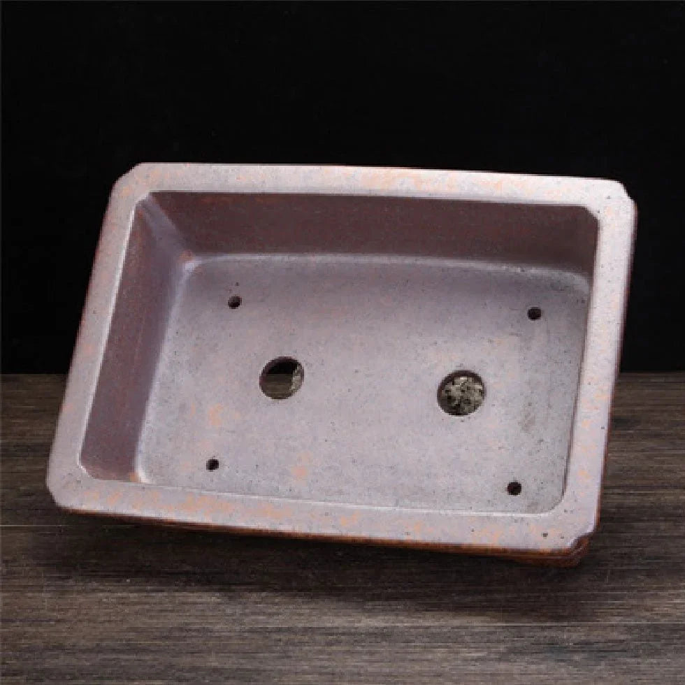 10.4" (26.5cm) Large Firewood Burning Yixing Clay Rectangle Bonsai Pot Inner View
