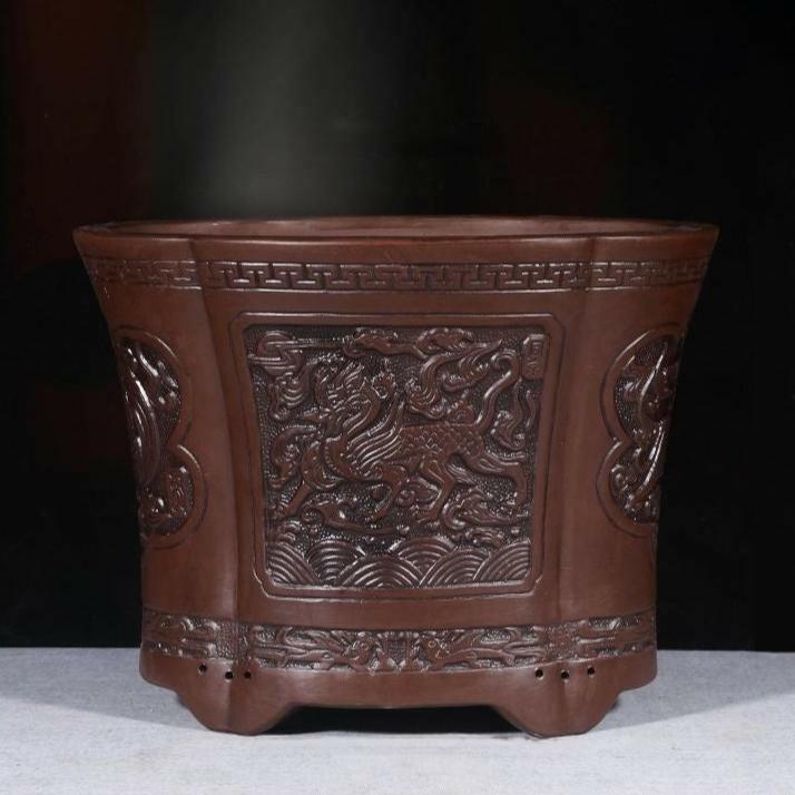 10.4" (26cm) Deep, 13" (33cm) Wide Antique Style Cascade Bonsai Pot