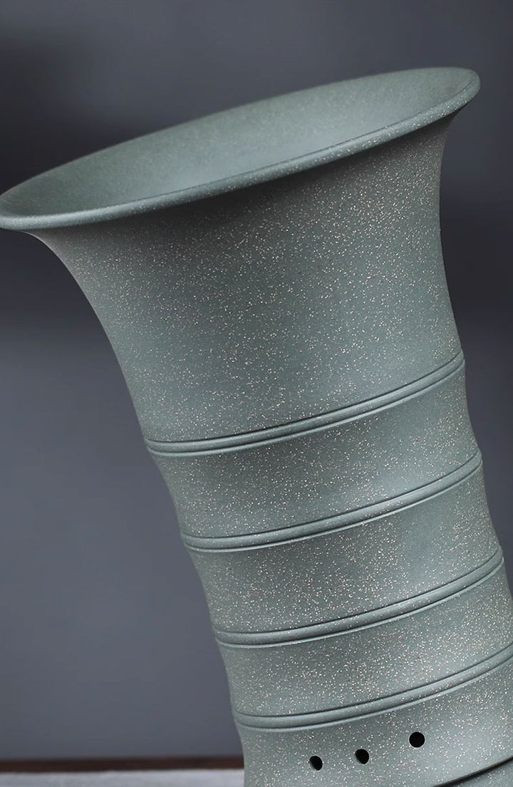 10.4 inch (26.5cm) Deep Round Bamboo-Joint Style Premium Cascade Bonsai Pot Close Shot