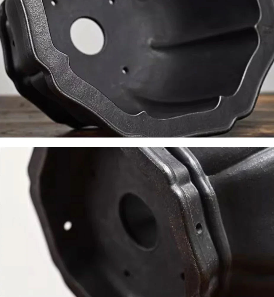 10.4 inch (26.5cm) Large 6.5 inch (16.5cm) Deep Premium Fluted Hexagonal Semi-Cascade Pot Inner and Bottom View