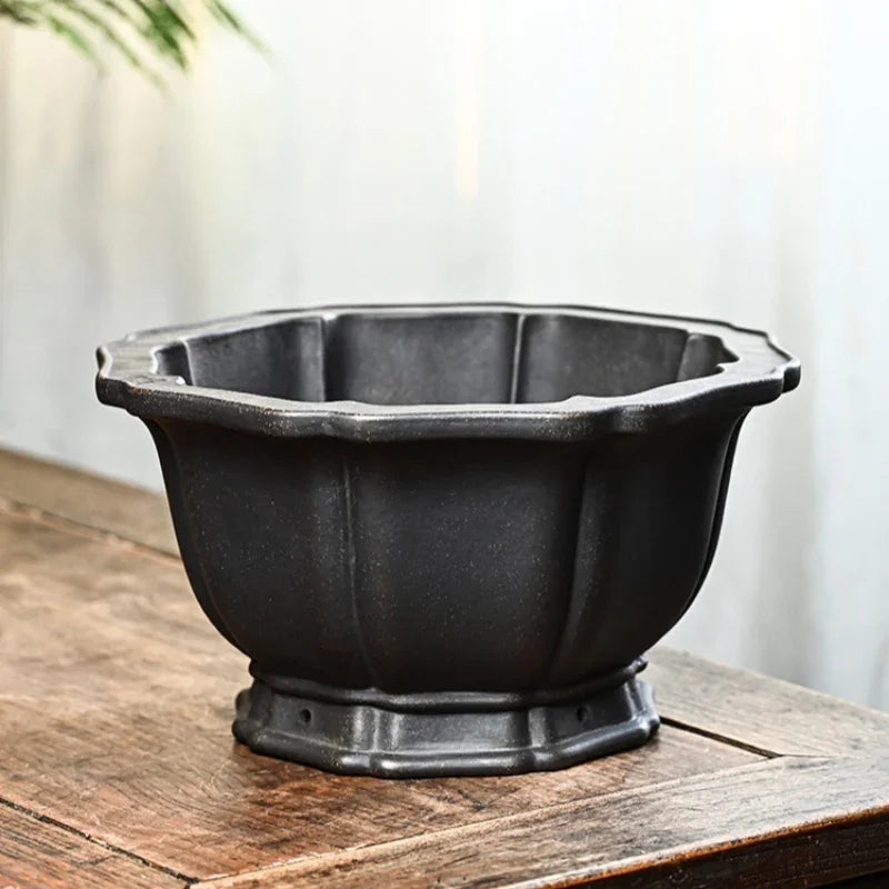 10.4 inch (26.5cm) Large 6.5 inch (16.5cm) Deep Premium Fluted Hexagonal Semi-Cascade Pot Top View