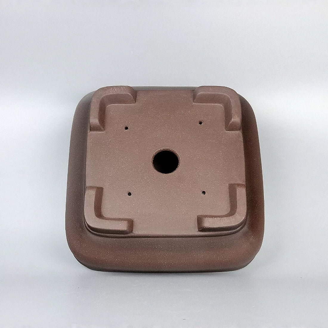 10.4 inch (26.5cm) Large Square Smooth Corner Unglazed Premium Bonsai Pot Bottom View