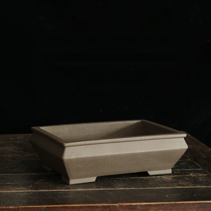 10.4 inch (26.5cm) Rectangular Bold-Edged Handmade Bonsai Pot