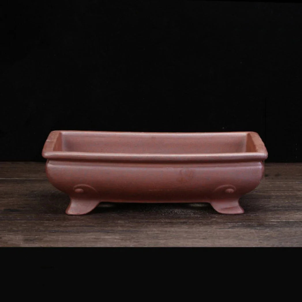 10.6" (27cm) Large Rectangular Rustic Raised Feet Bonsai Pot