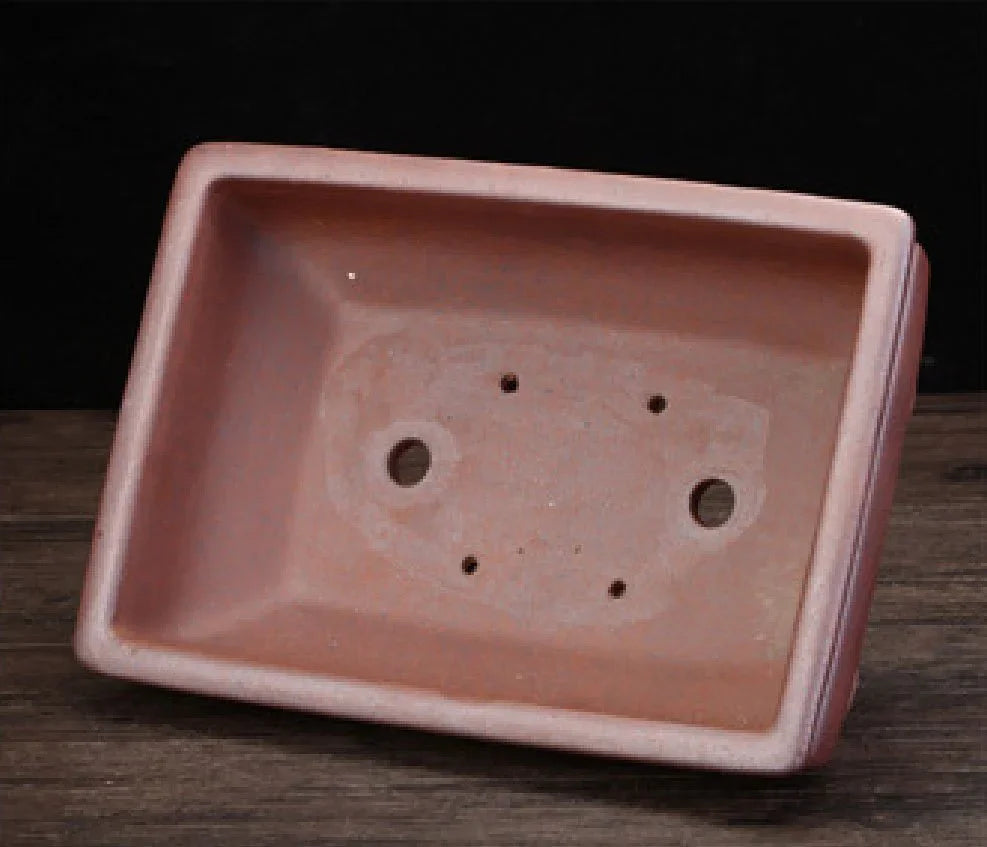 10.6" (27cm) Large Rectangular Rustic Raised Feet Bonsai Pot Inner View