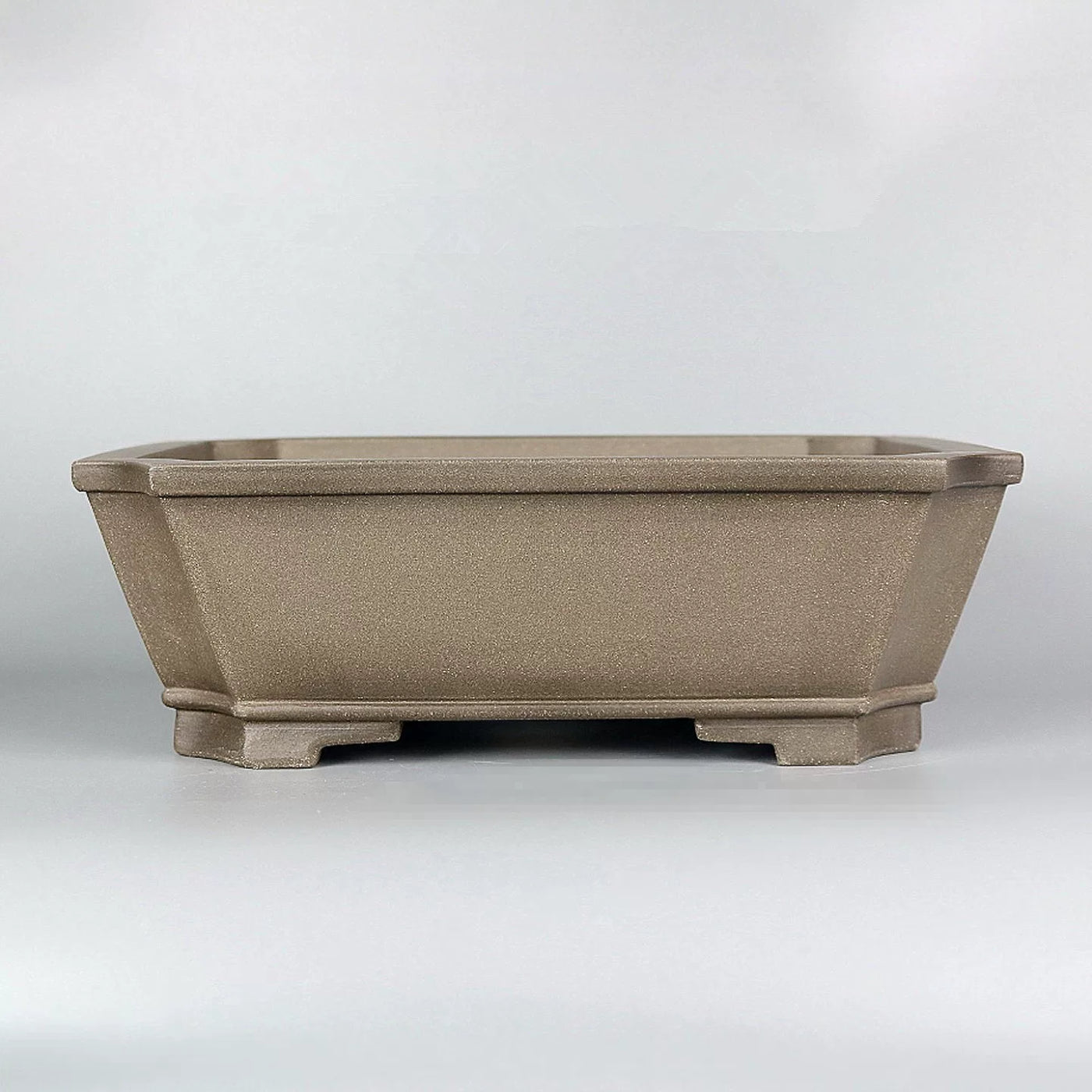 10.6 inch (27cm) Large Flared Corner-Cut Rectangular Unglazed Beige Bonsai Pot