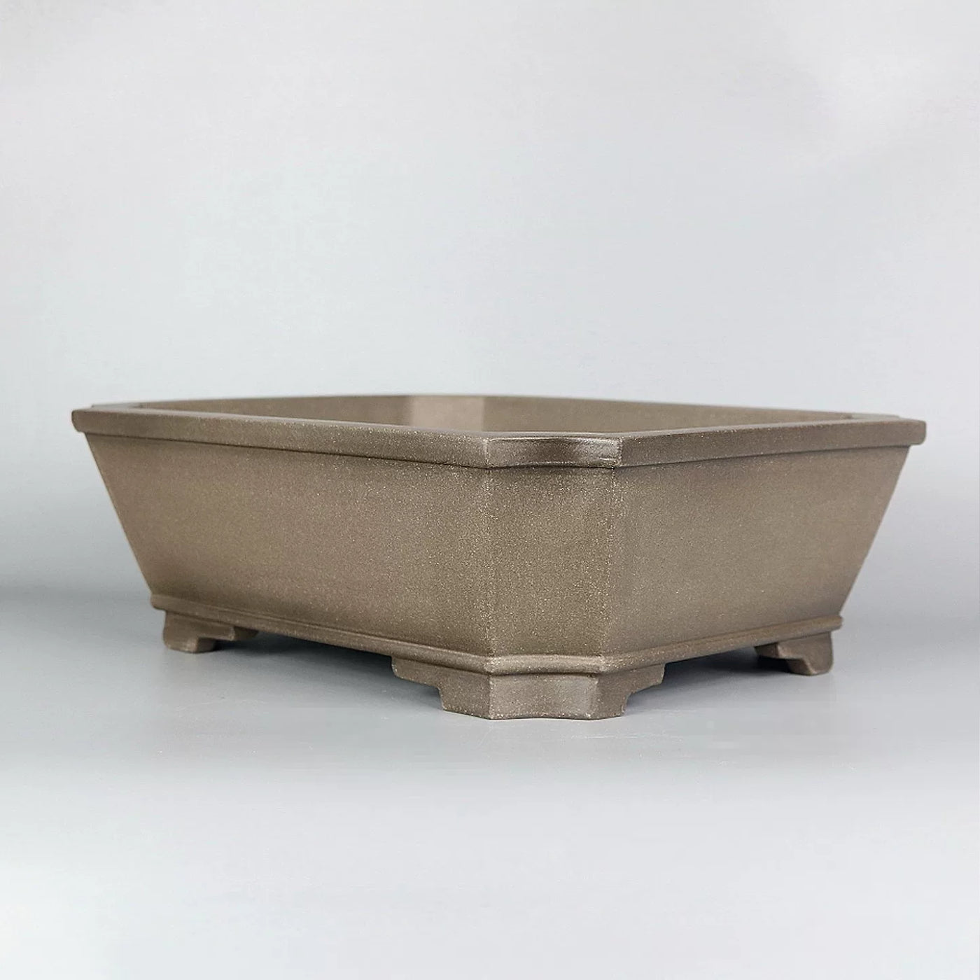 10.6 inch (27cm) Large Flared Corner-Cut Rectangular Unglazed Beige Bonsai Pot Corner View