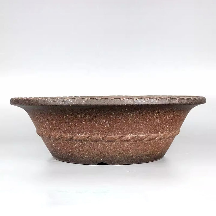 10.6 inch (27cm) Large Flared Round Traditional Unglazed Ceramic Bonsai Pot