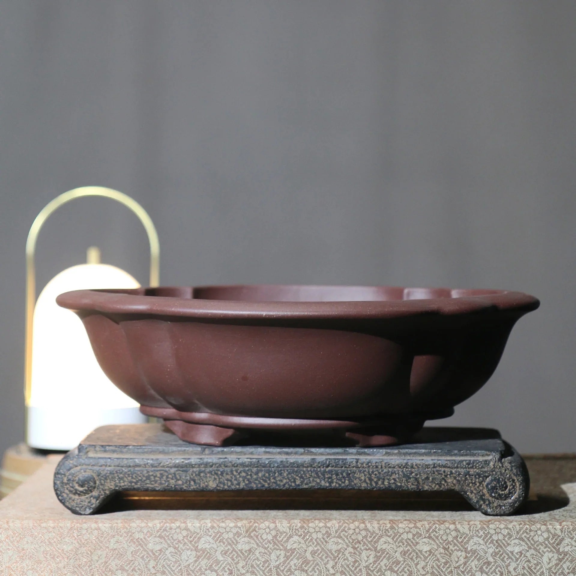 10.6 inch (27cm) Large Handmade Premium Oval Flower-Shaped Bonsai Pot