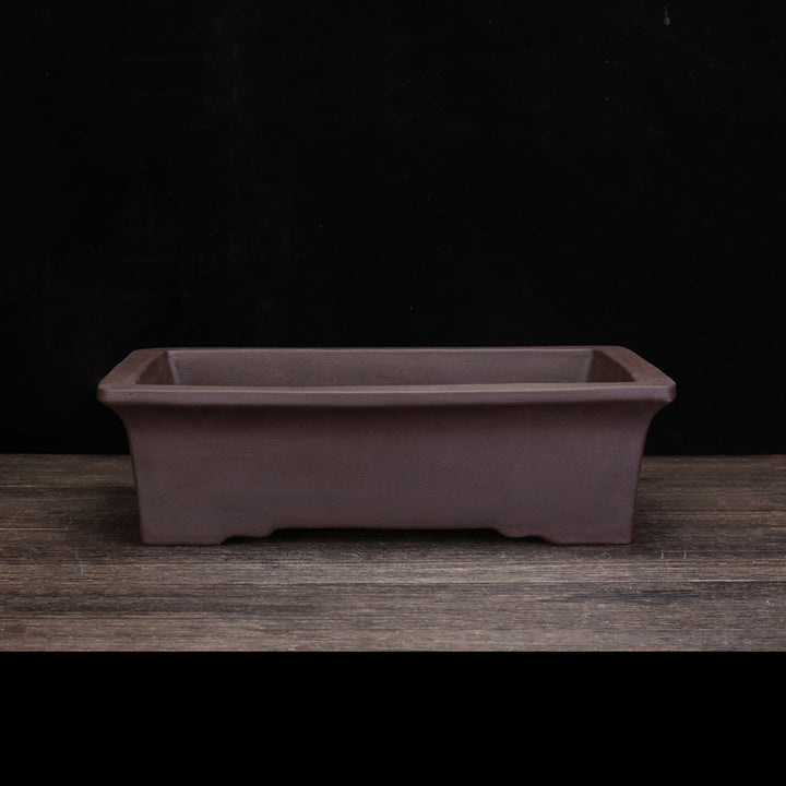 10.6 inch (27cm) Large Rectangular Minimalist Unglazed Bonsai Pot with Integrated Feet