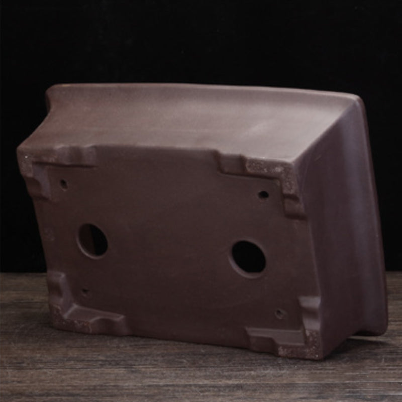 10.6 inch (27cm) Large Rectangular Minimalist Unglazed Bonsai Pot with Integrated Feet Bottom View