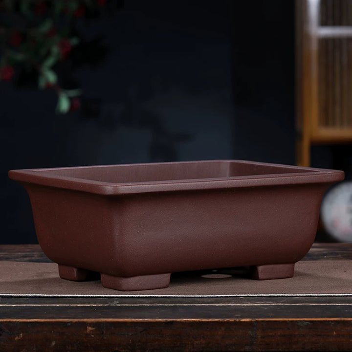 10.6 inch (27cm) Large Traditional Rectangular Unglazed Bonsai Pot Corner View
