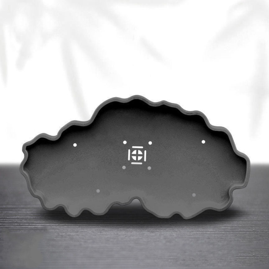 10.8" (27.5cm) Large Cloud Shaped Resin Shallow Bonsai Landscape Pot Black Color