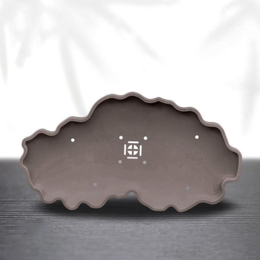 10.8" (27.5cm) Large Cloud Shaped Resin Shallow Bonsai Landscape Pot Brown Color