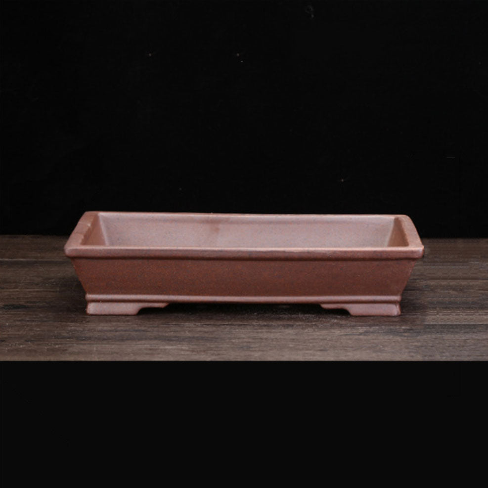 10.8" (27.5cm) Large Rectangular Rustic Yixing Clay Shallow Bonsai Pot
