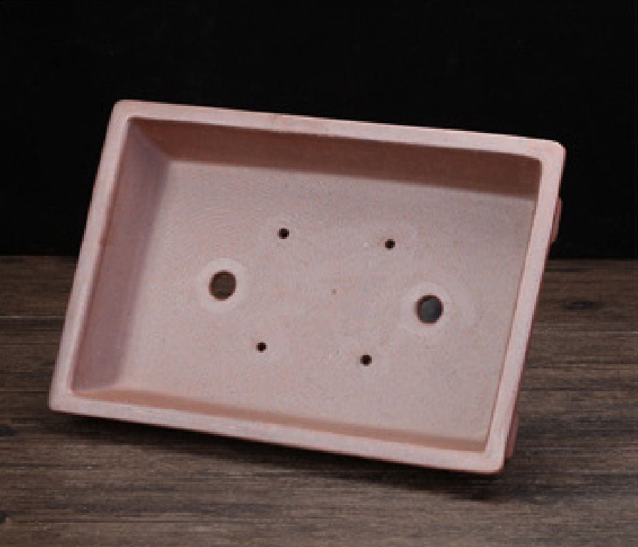 10.8" (27.5cm) Large Rectangular Rustic Yixing Clay Shallow Bonsai Pot Inner View