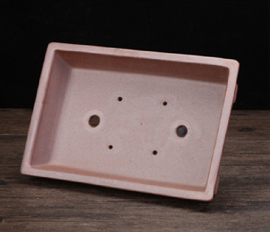 10.8" (27.5cm) Large Rectangular Rustic Yixing Clay Shallow Bonsai Pot Inner View