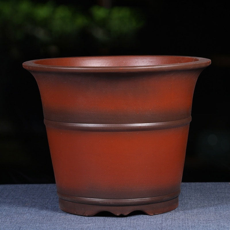 10.8" (33cm) Deep Round Flared Reddish Brown Cascade Bonsai Pot
