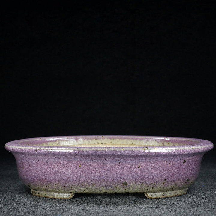 10.8 inch (27.5cm) Large Oval Taisho Kiln Jun Glaze Pink Multi-Tone Bonsai Pot