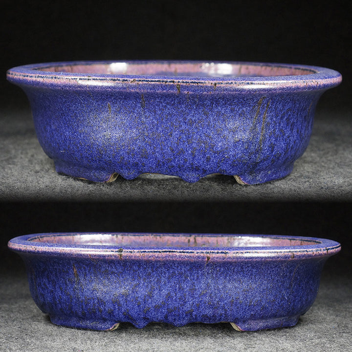 10.8 inch (27.5cm) Large Oval Taisho Kiln Jun Glaze Purple Multi-Tone Bonsai Pot