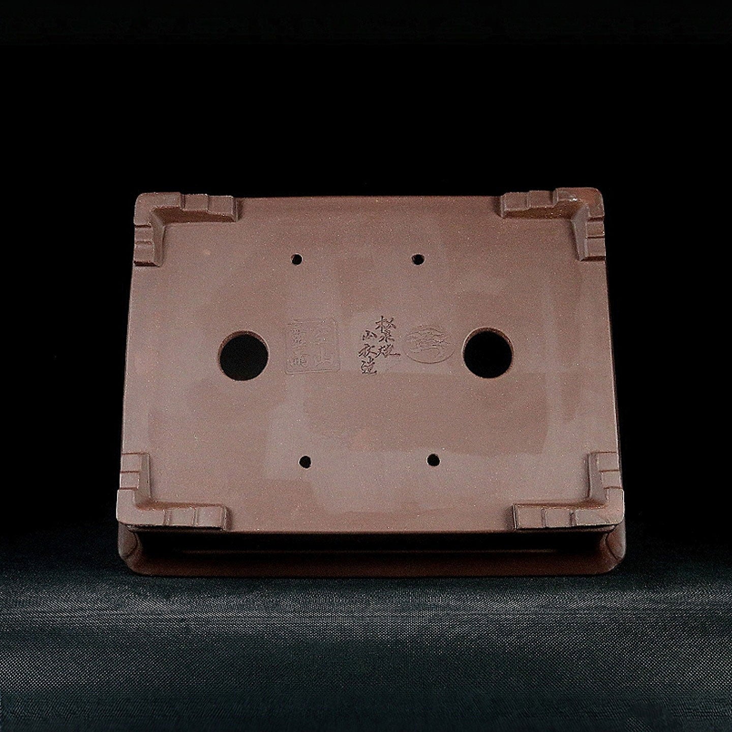 10.8 inch (27.5cm) Large Premium Rectangle Bonsai Pot w Elegant Panels Design Bottom View